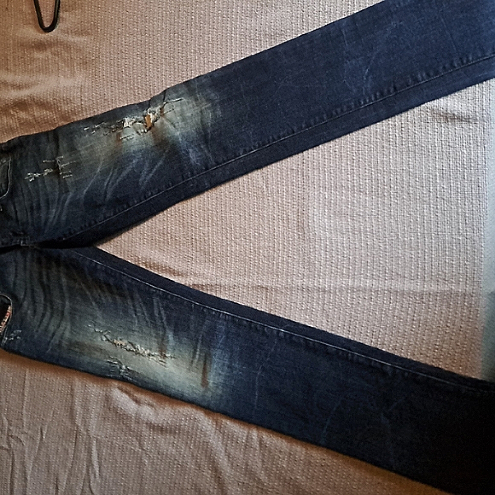 Diesel Blue Skinny Jeans With Faded Whiskers